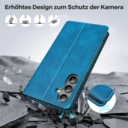 Samsung Galaxy A55 5G Handyhülle Leder Klapphülle RFID Schutz Blau