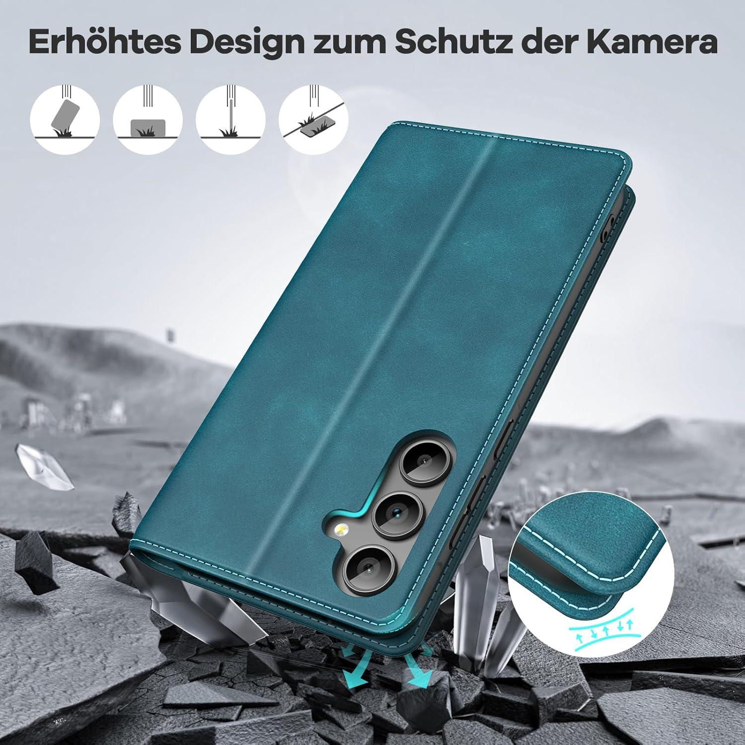 Handyhülle Samsung Galaxy A55 5G Blaugrün RFID Standfunktion