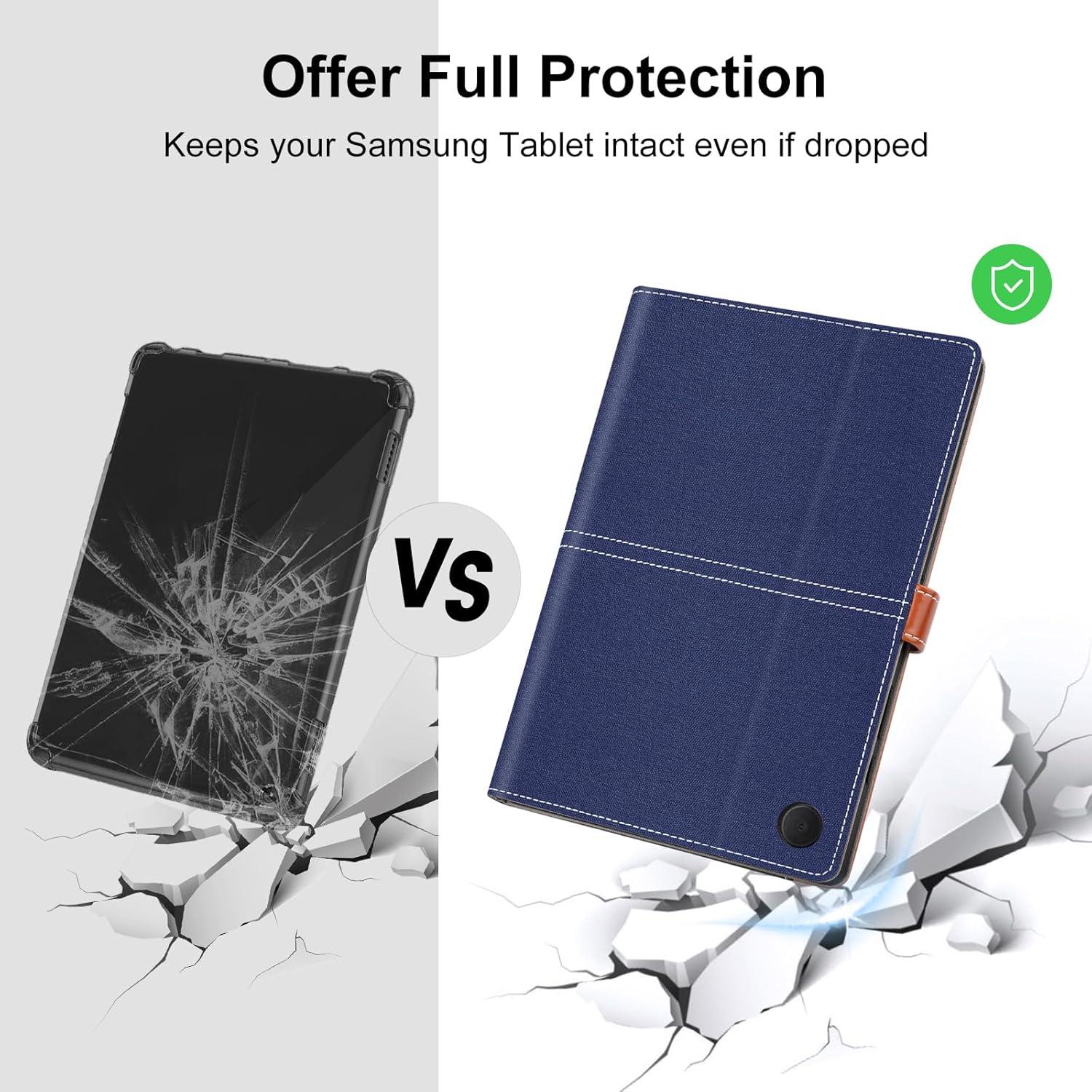 Hülle für Samsung Galaxy Tab A9+ Plus 11 Zoll Blau PU Leder+Soft TPU