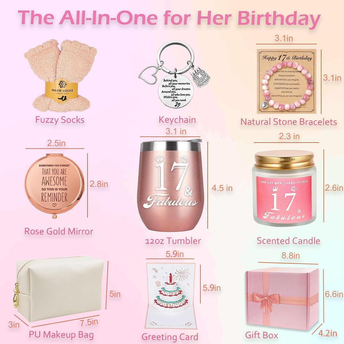 Geschenkset für 17-jährige Mädchen – Geburtstag Geschenk für Schwester & Freundin