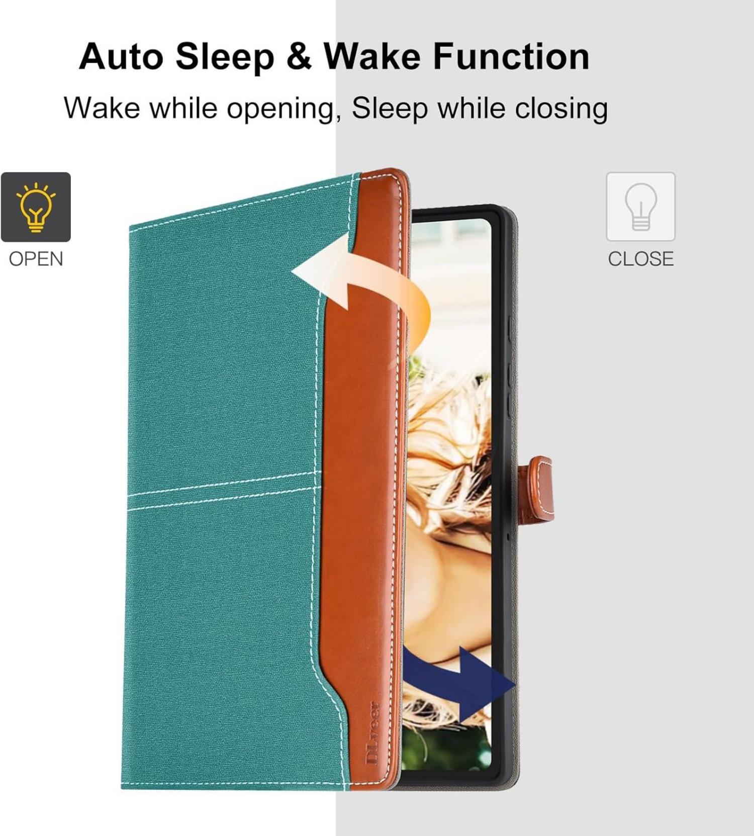 DLveer Samsung Galaxy Tab A9+ Plus Hülle, PU Leder+Soft TPU, Multi-Winkel Ständer, Hellblau 11 Zoll