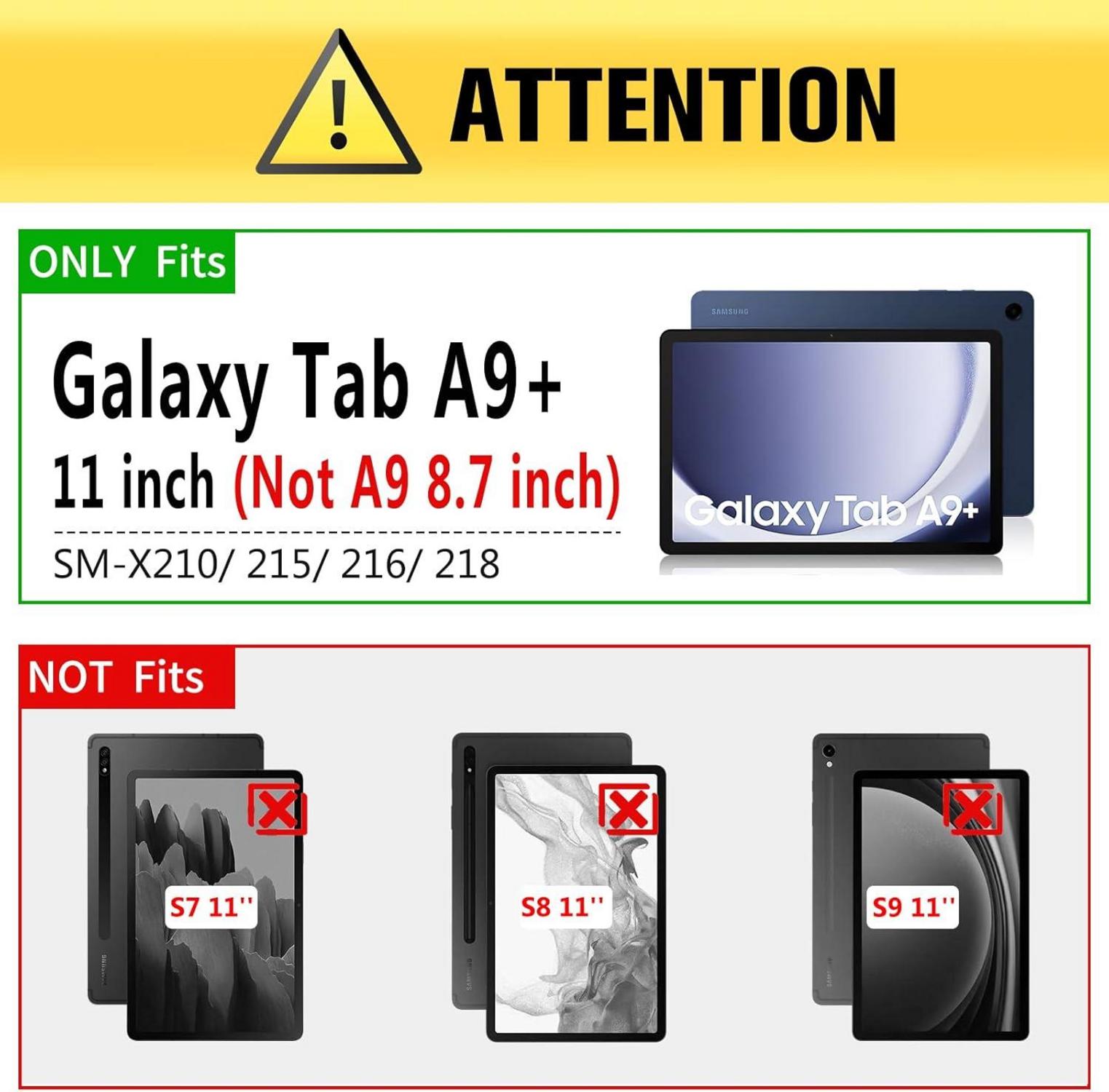 DLveer Samsung Galaxy Tab A9+ Plus Hülle, PU Leder+Soft TPU, Multi-Winkel Ständer, Hellblau 11 Zoll