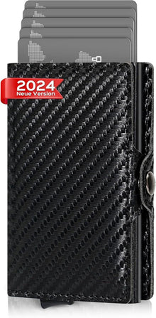 Slim RFID Geldbörse Herren Mini Geldbeutel Damen Münzfach Schwarz