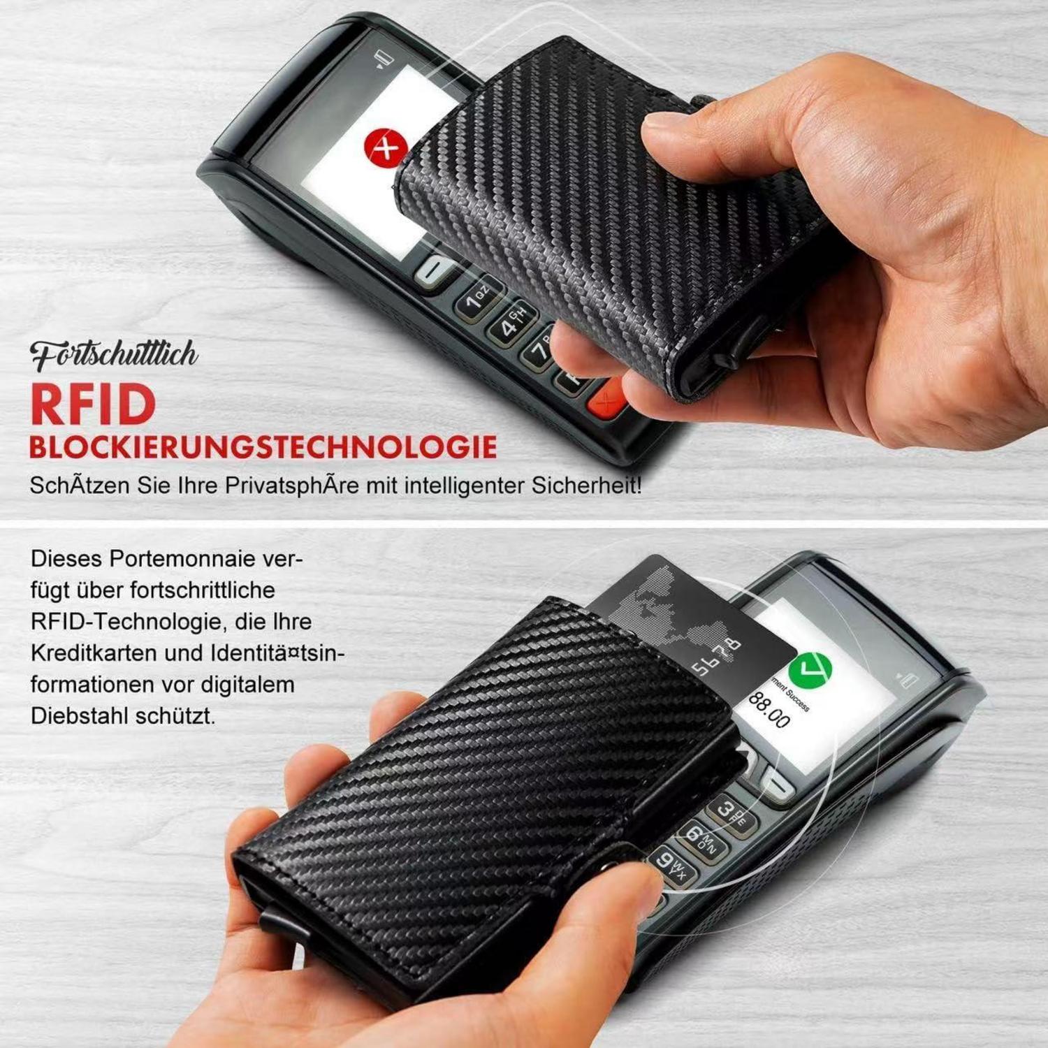 Slim RFID Geldbörse Herren Mini Geldbeutel Damen Münzfach Schwarz
