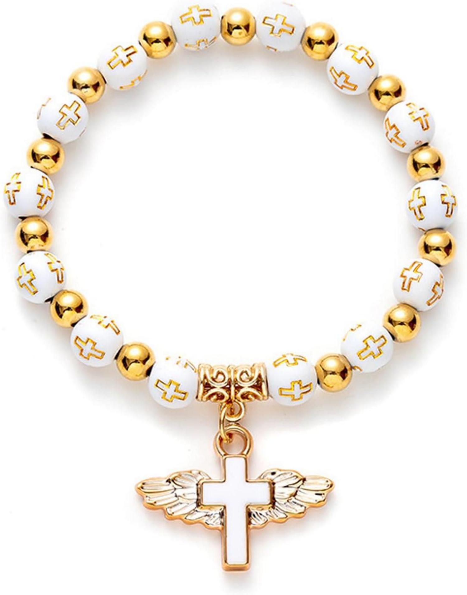 Elastisches Damen Armband mit Kreuzanhänger für Muttertag & Geburtstag