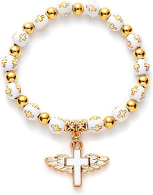 Elastisches Damen Armband mit Kreuzanhänger für Muttertag & Geburtstag