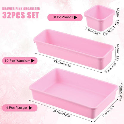 32-teiliges Rosa Schubladen Ordnungssystem Organizer | Makeup Küche