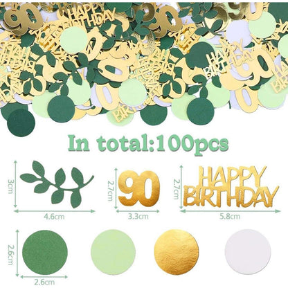 90. Geburtstag Deko Set Grün Eukalyptus Servietten Windlichter Konfetti