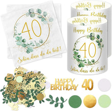 Servietten Windlicht Konfetti Deko 40. Geburtstag Eukalyptus