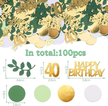 Servietten Windlicht Konfetti Deko 40. Geburtstag Eukalyptus