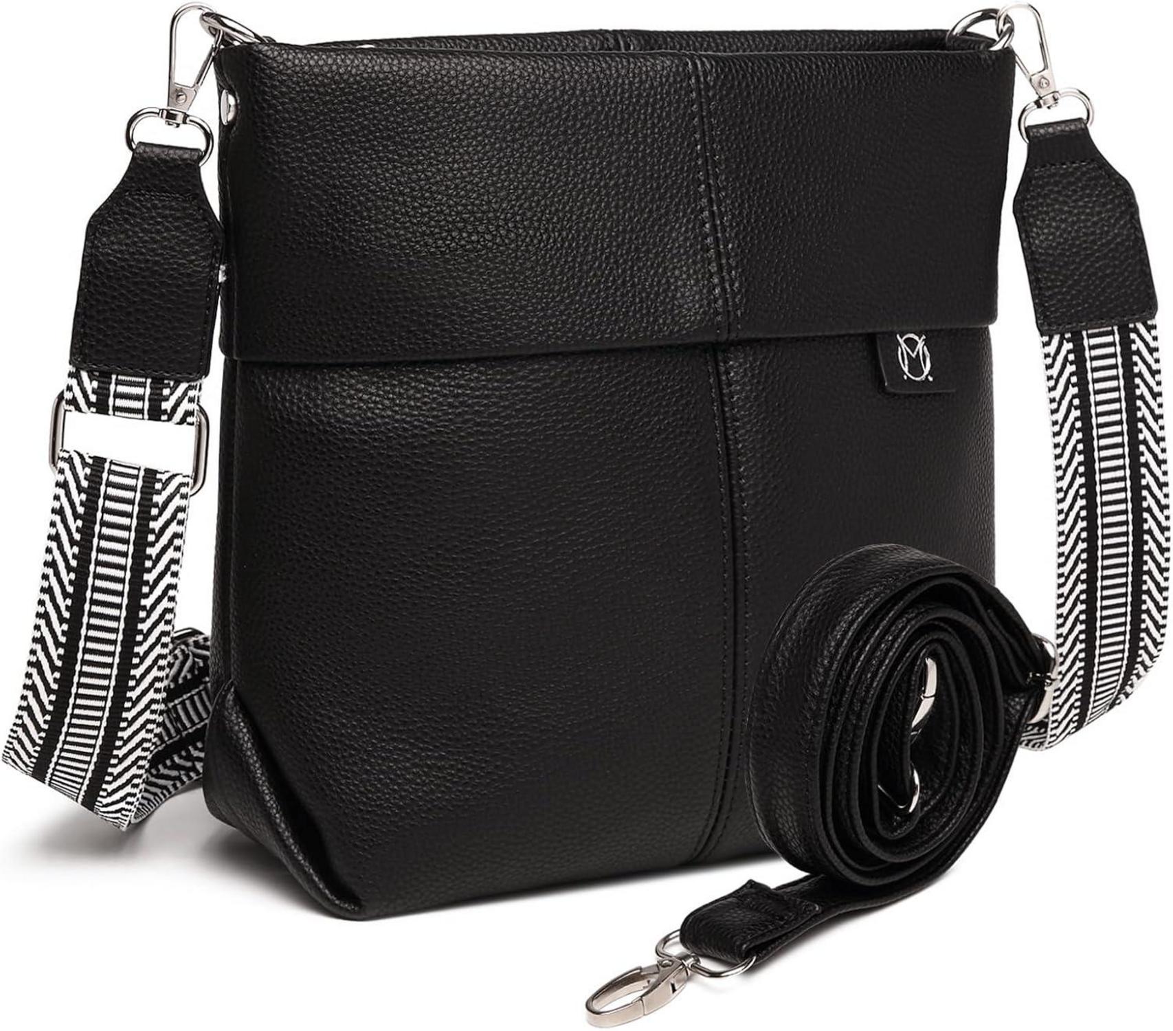 Schwarze Umhängetasche Damen Mittelgroß Crossbody Bag PU Leder