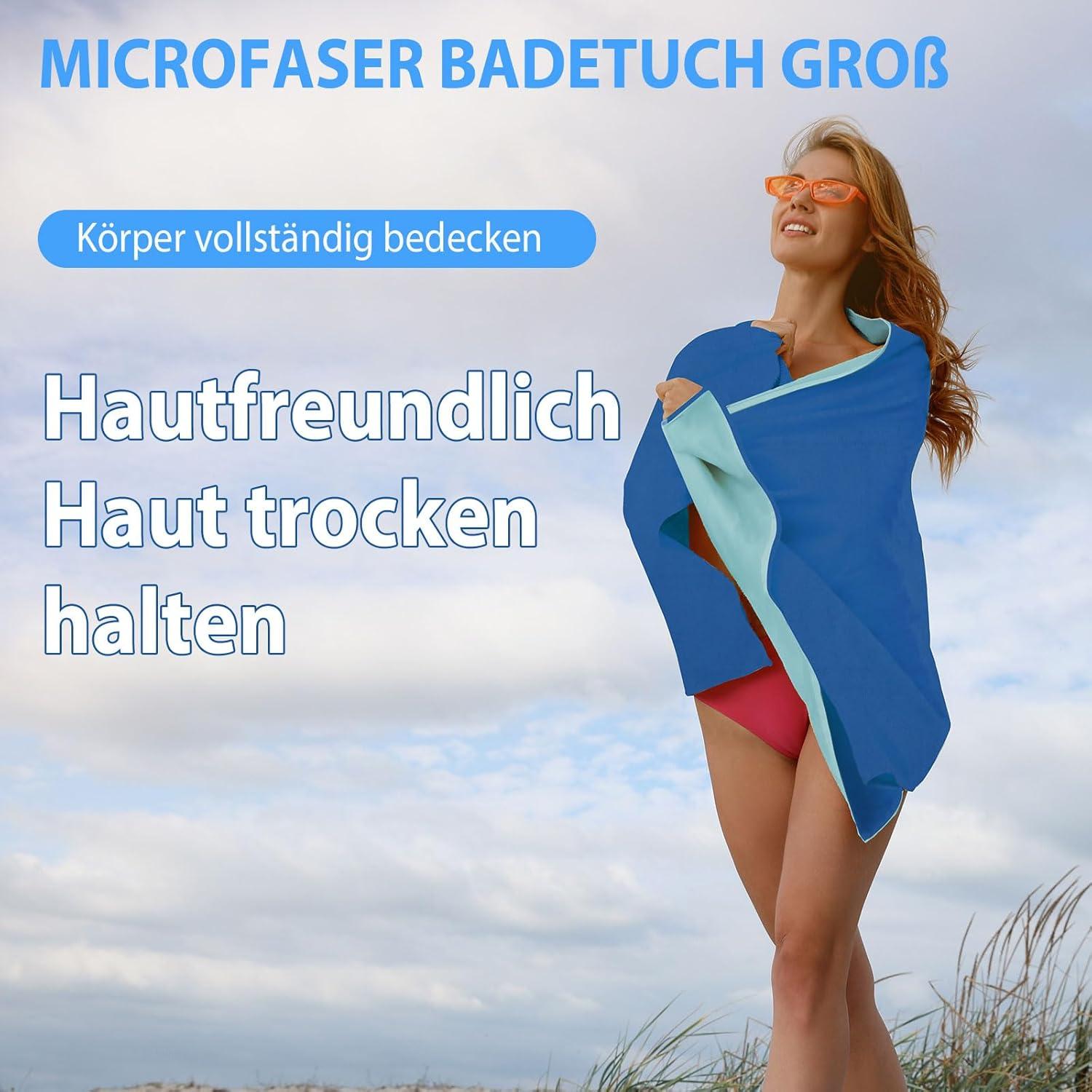 Mikrofaser Handtuch Set Groß für Sport Reise Strand 2 Stück