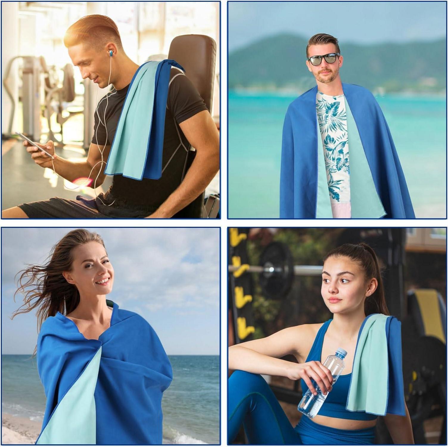 Mikrofaser Handtuch Set Sporthandtuch Reise Strand Outdoor 2er-Pack