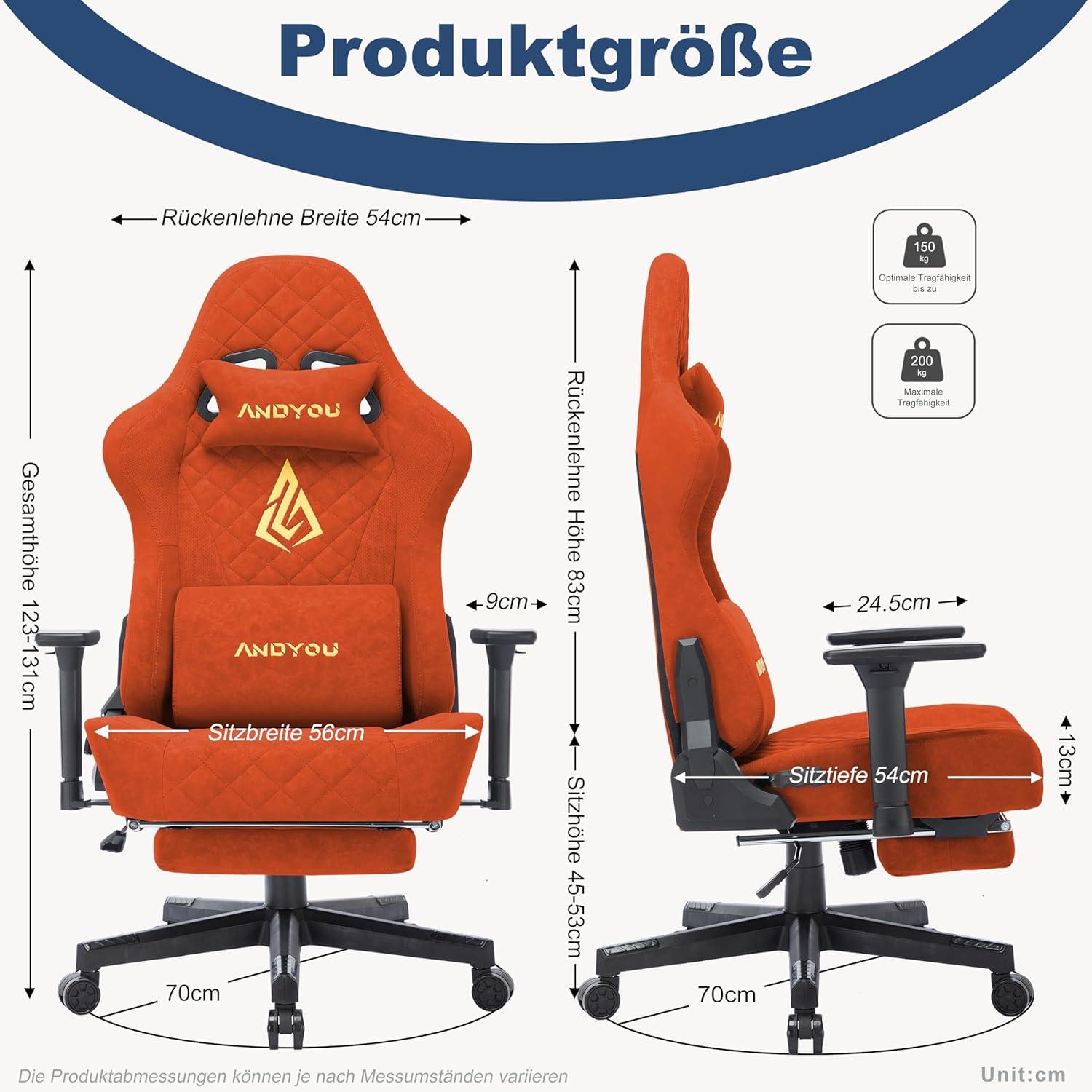 Ergonomischer Gaming Stuhl mit Massagefunktion und Fußstütze