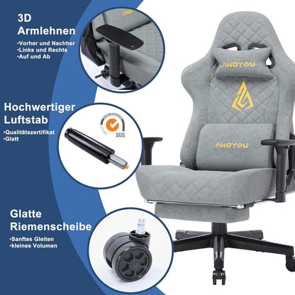 Gaming Stuhl Racing Gamer Sessel Ergonomischer Chair Vintage-PU-Leder