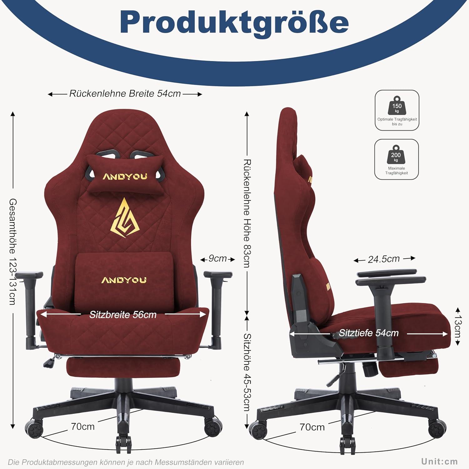 Ergonomischer Gaming Stuhl Racing Chair mit Fußstütze