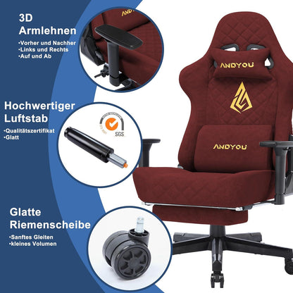 Gaming Stuhl mit Ergonomischer Unterstützung und Verstellbarer