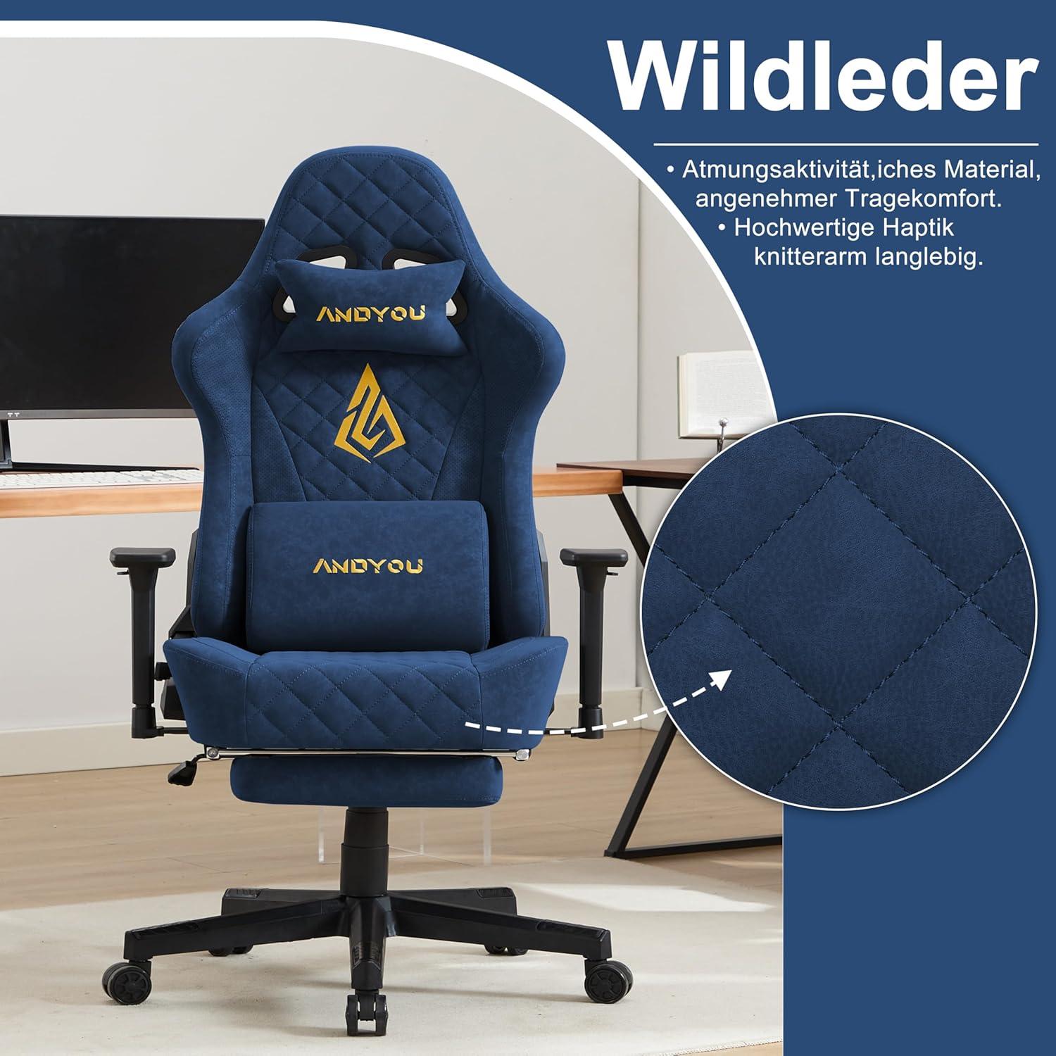 Ergonomischer Gaming Stuhl mit Massagefunktion und verstellbaren