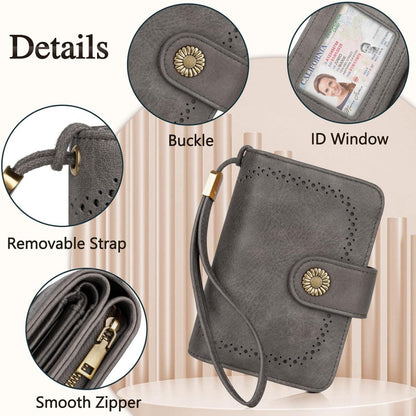 TEUEN Große Damen Geldbörse Vintage Leder RFID Schutz Grau