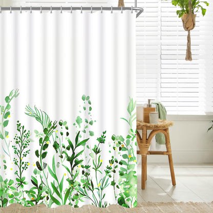 Duschvorhang Blumenmuster 180x160cm, Antischimmel Polyesterstoff, wasserabweisend, waschbar