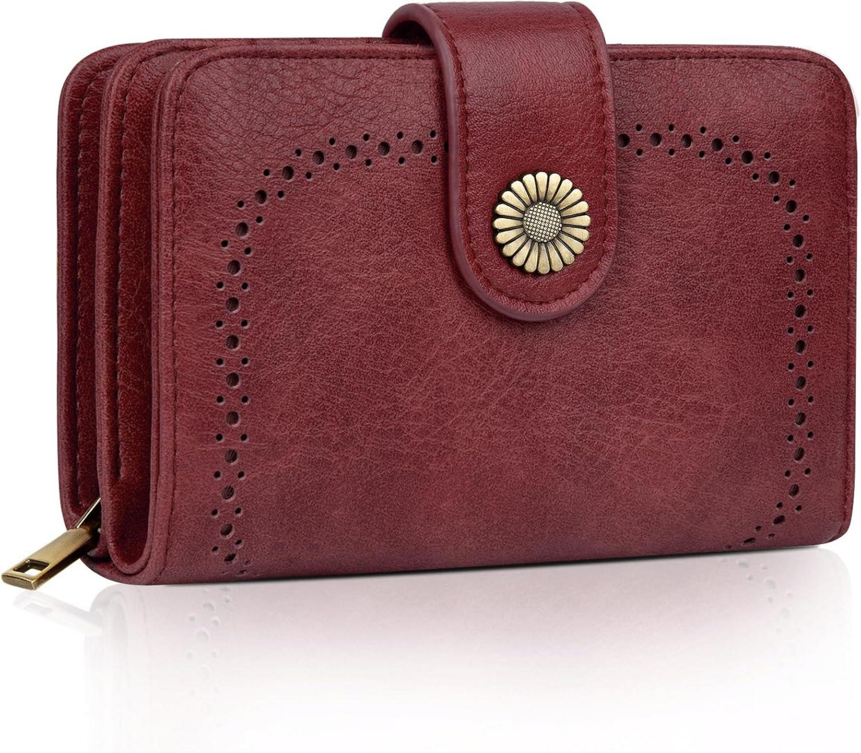 Große Damen Geldbörse Vintage-Style RFID-Blockierung Rubinrot
