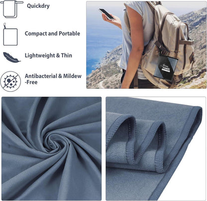 Mikrofaser Handtuch Set für Sport, Reise, Strand - 2 Stück, Dunkelgrau
