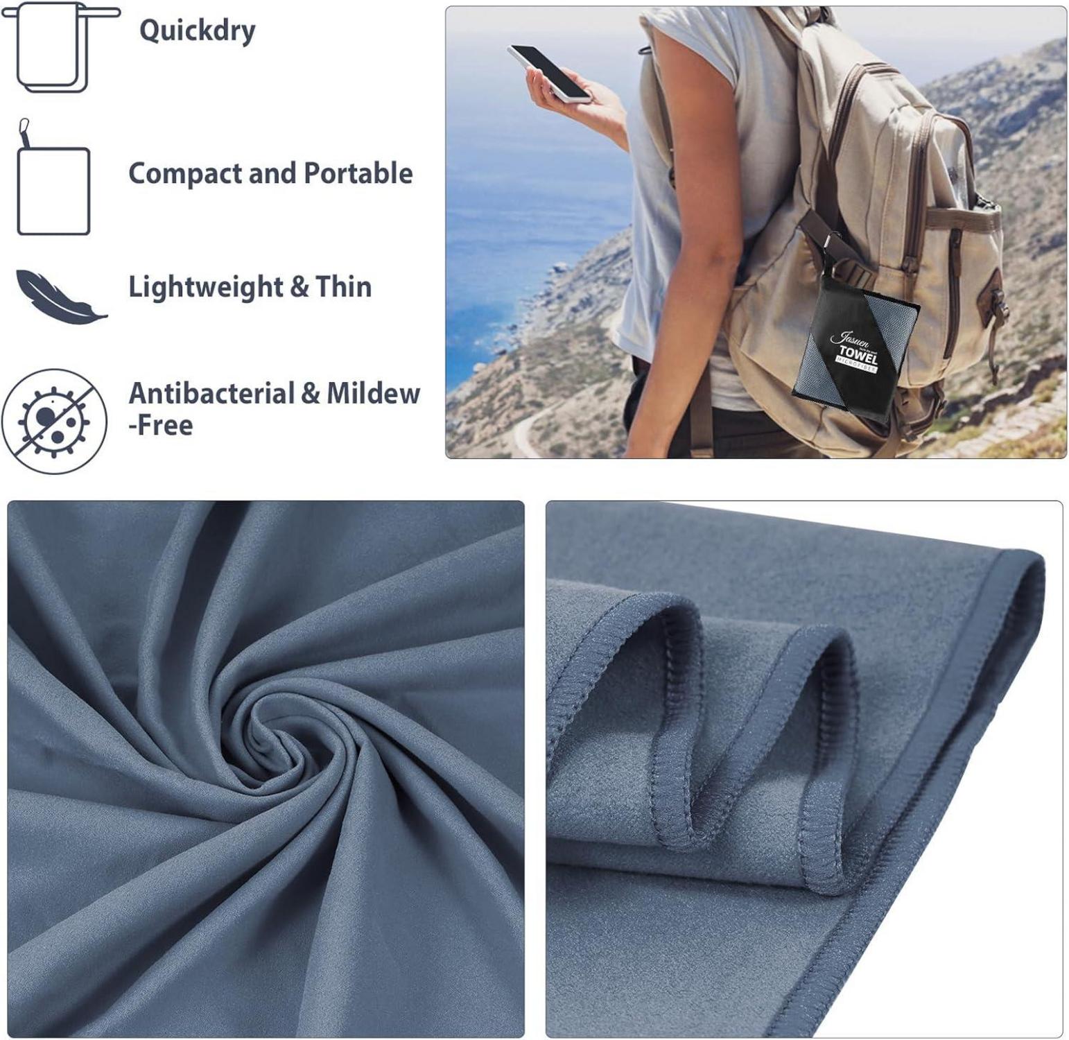 Mikrofaser Handtuch Set für Sport, Reise, Strand - 2 Stück, Dunkelgrau