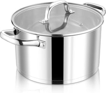 Kochtopf Edelstahl 27,5cm mit Glasdeckel 7,6L Induktion
