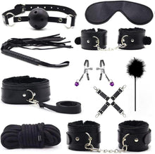 Bondage-Set BDSM 10-teilig Federpeitsche Augenmaske Handschellen