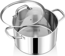 Kochtopf Edelstahl Glasdeckel 22cm 4,7L Induktion geeignet