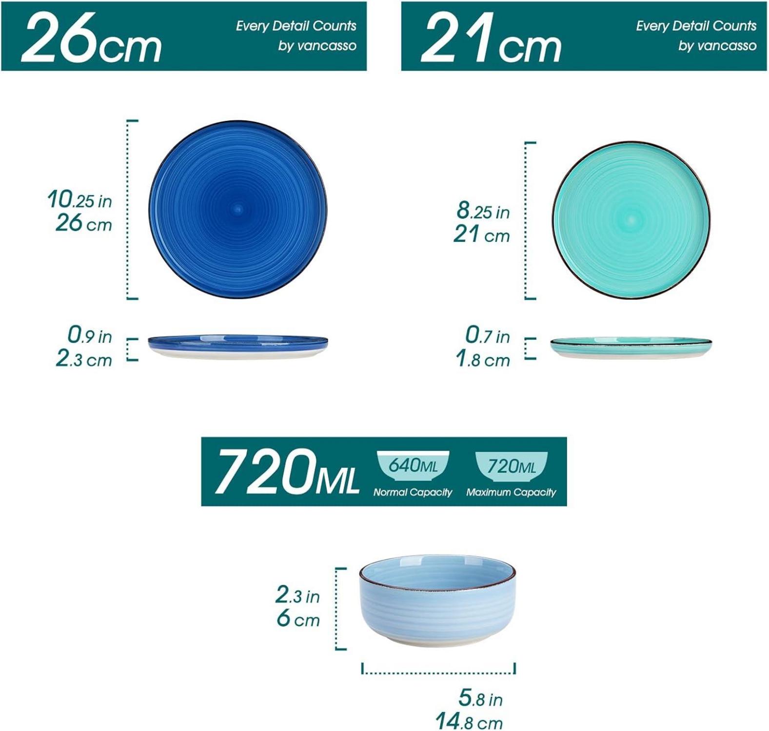 vancasso Bonita 18tlg Tafelservice Steinzeug blau