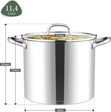 Joyfair 11,4L Edelstahl Kochtopf mit Glasdeckel Induktion