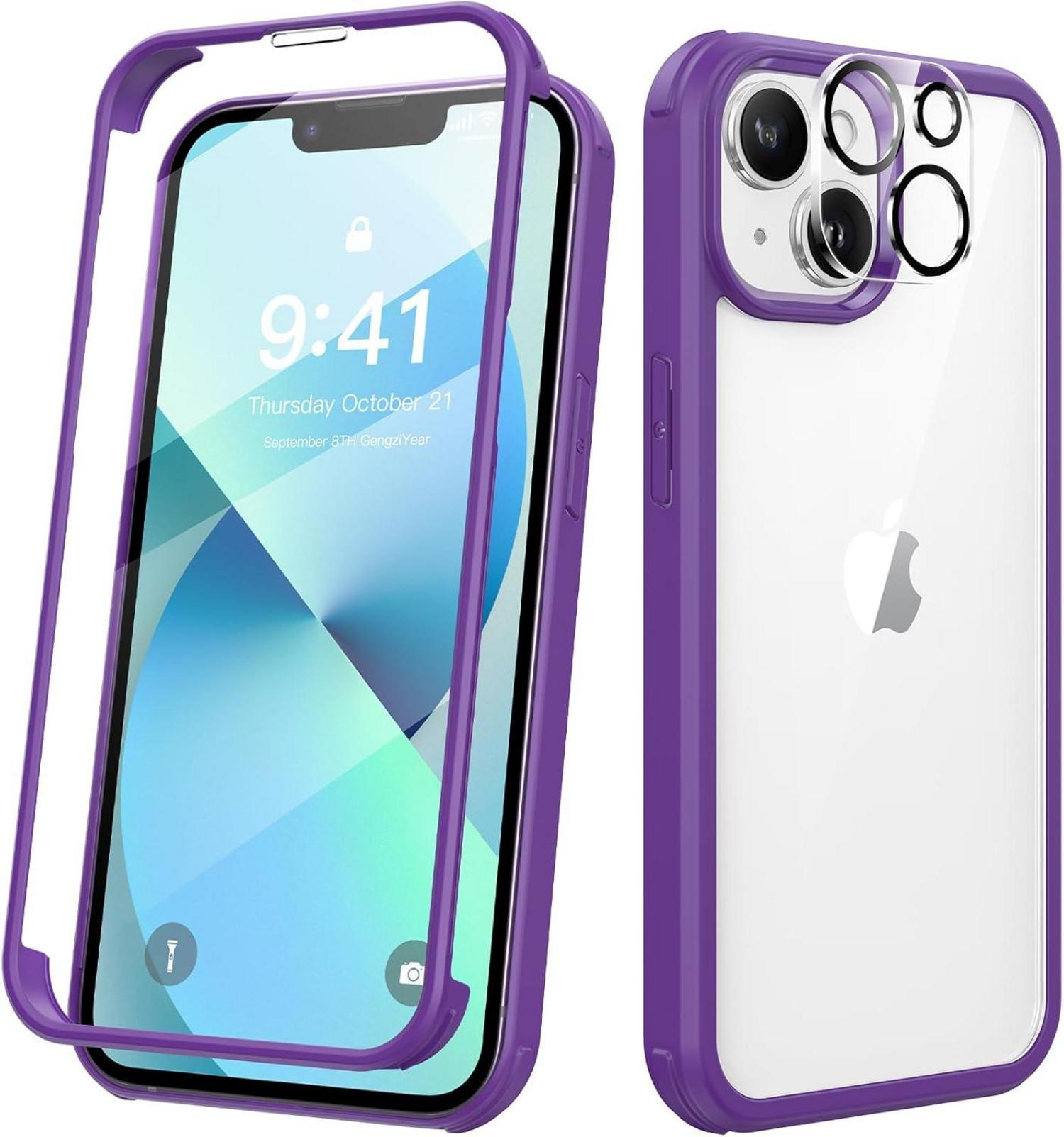 Kmofizle 360 Grad Schutzhülle mit Glasfolie für iPhone 13 (6.1