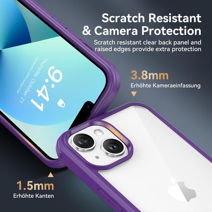 Kmofizle iPhone 13 Hülle 360 Grad Glas Stoßfest Kameraschutz Lila