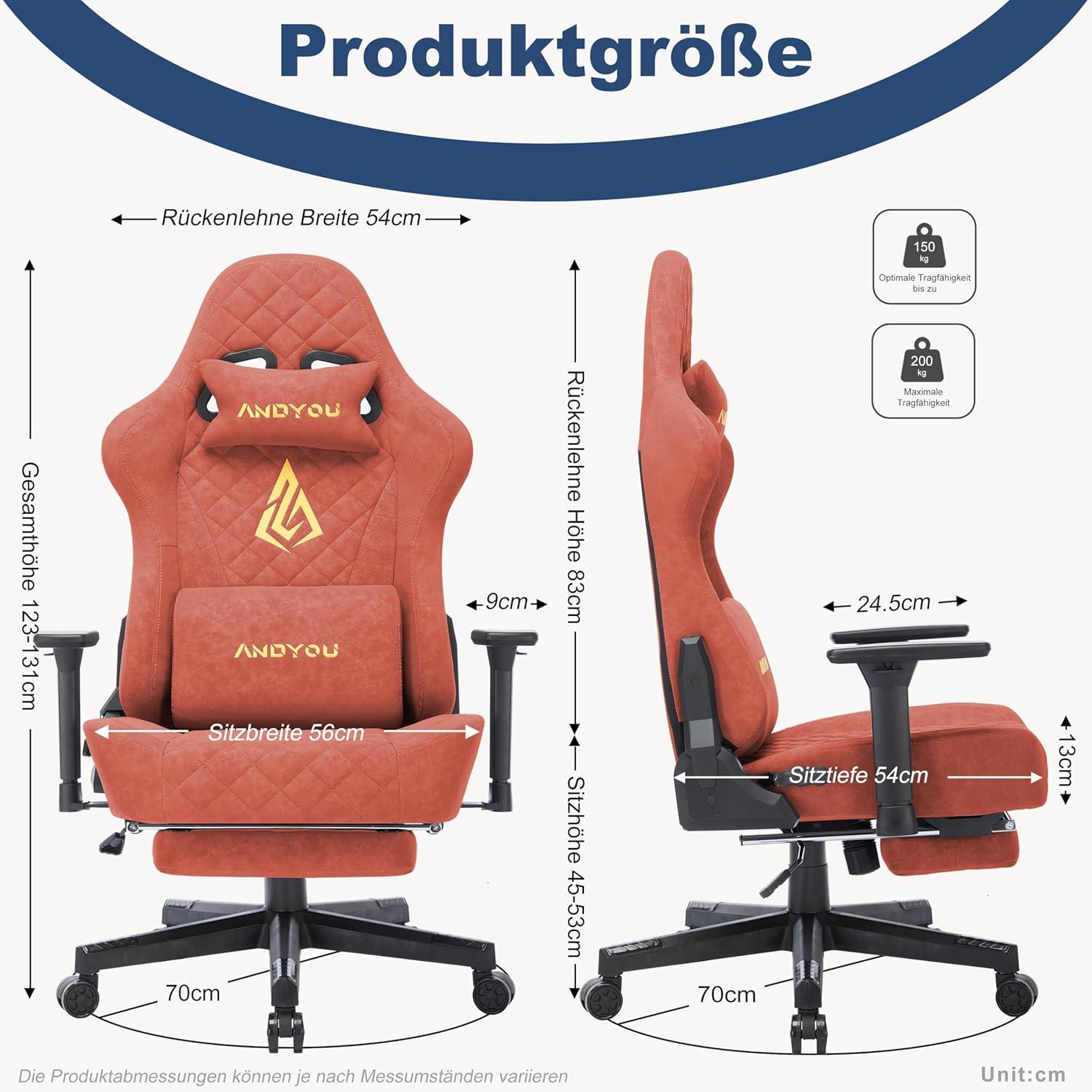 Ergonomischer Gaming-Stuhl mit Massagefunktion & verstellbaren