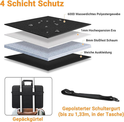 TECOOL Laptoptasche 17,3 Zoll Stoßfest Wasserdicht