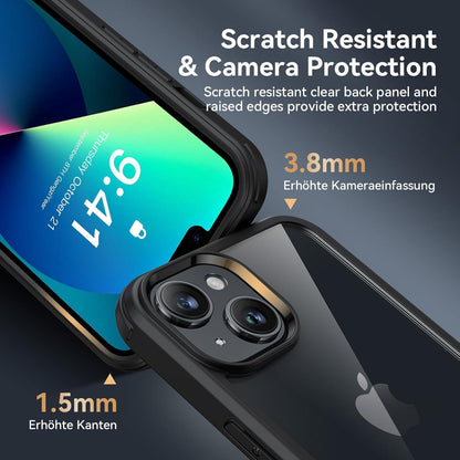 Schwarze iPhone 13 Hülle mit 360 Grad Schutz und Eingebautem Glas - Stoßfest - Kameraschutz - Fullbody - 6.1 Zoll