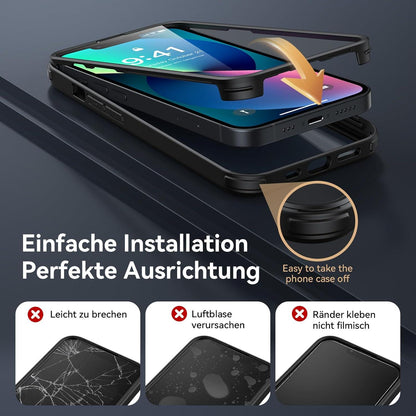 360 Grad Stoßfeste iPhone 13 Hülle mit Glas Schutzfolie und Kameraschutz