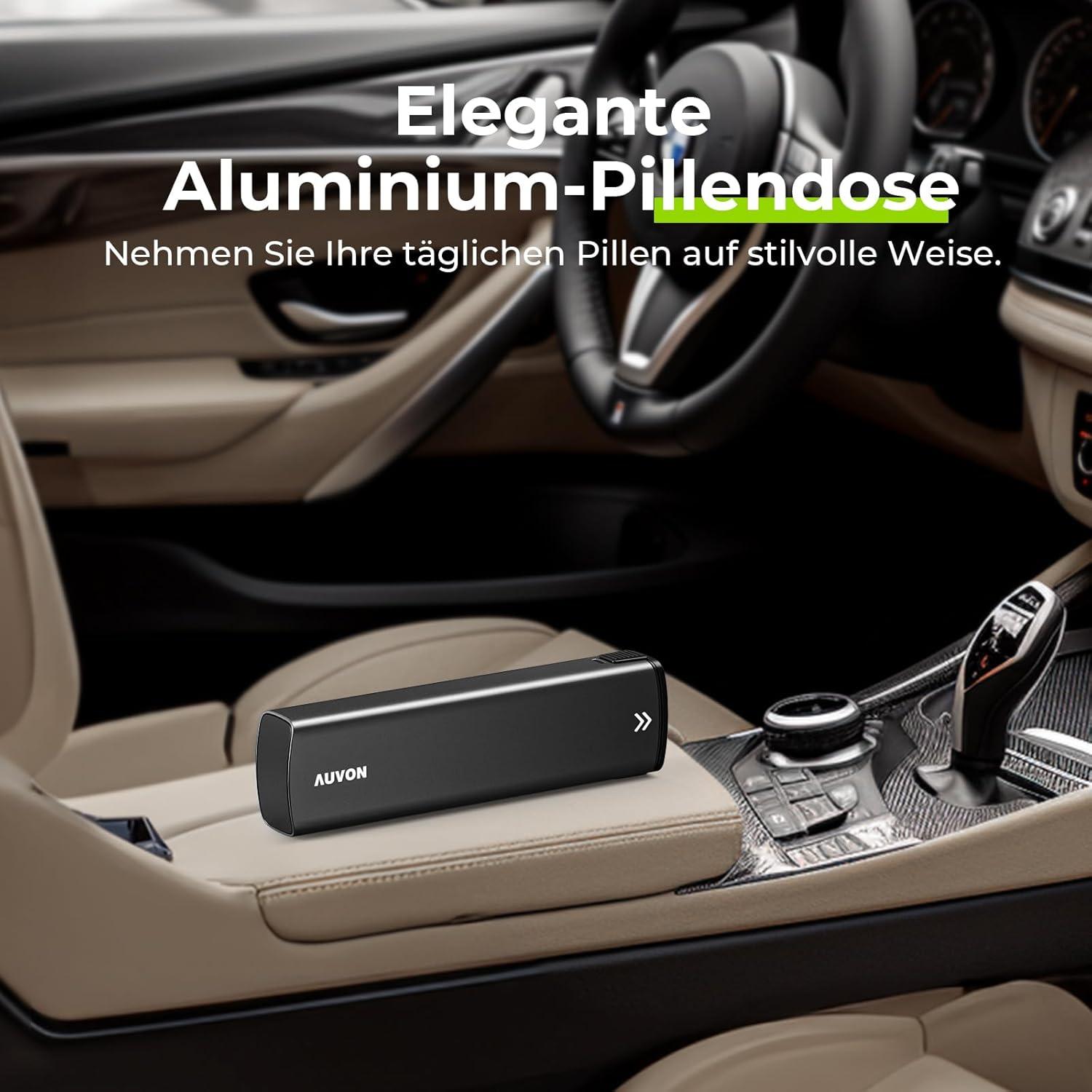 AUVON Tablettenbox 7 Tage Aluminium Schiebedesign Pillendose