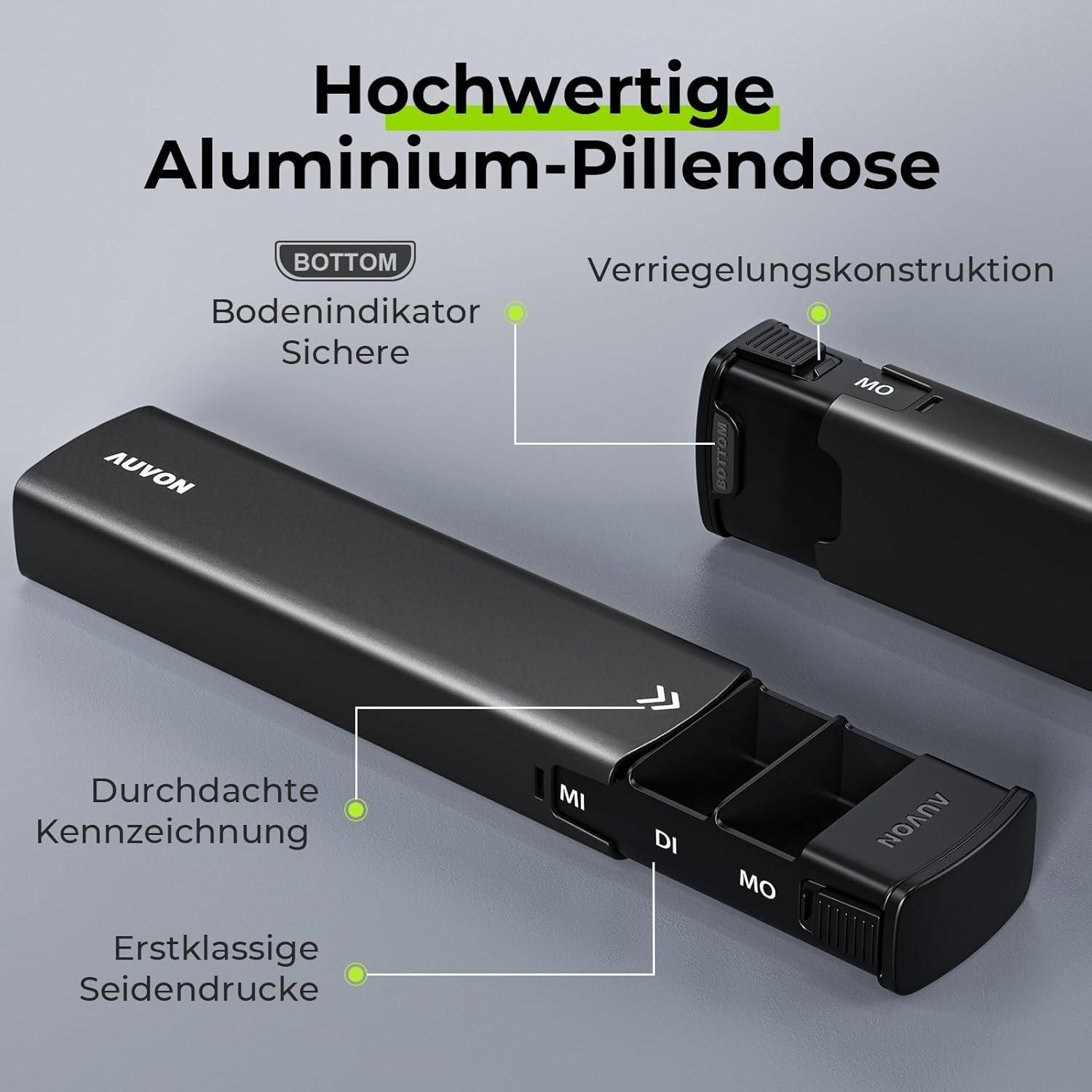 Tablettenbox 7 Tage Aluminium Schiebedesign Pillendose BPA-frei