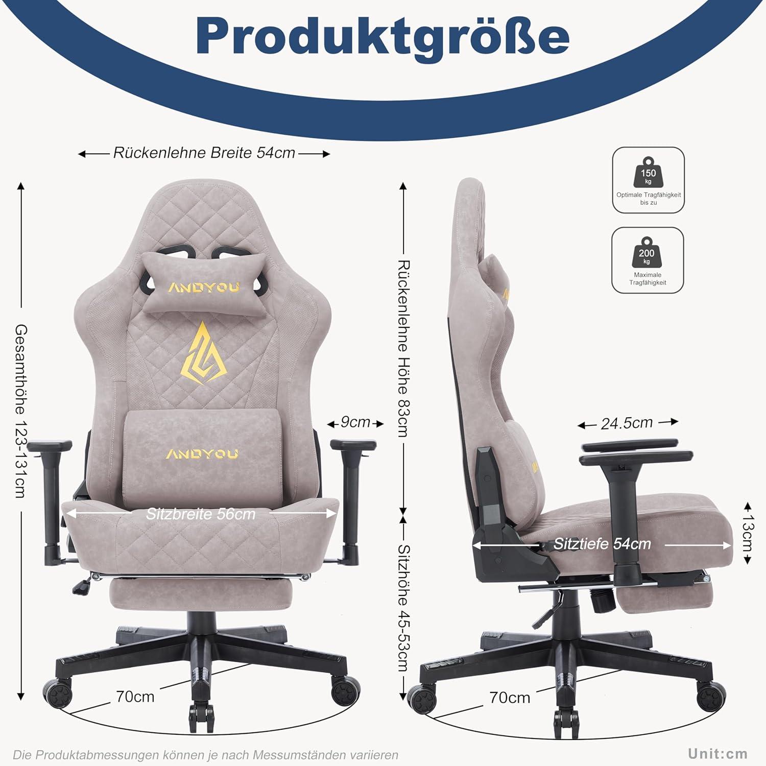 Ergonomischer Gaming Stuhl mit Massagefunktion und verstellbaren