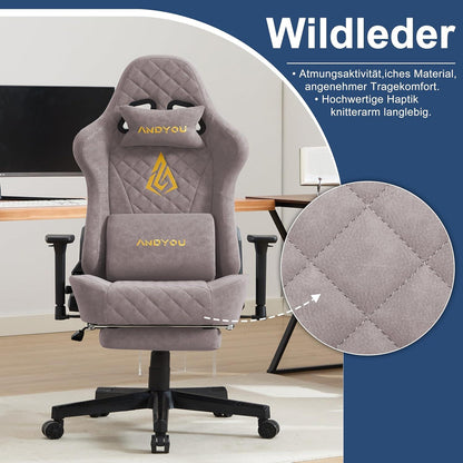 Andyou Gaming Stuhl Rosa Ergonomischer Racing Chair mit Massagefunktion