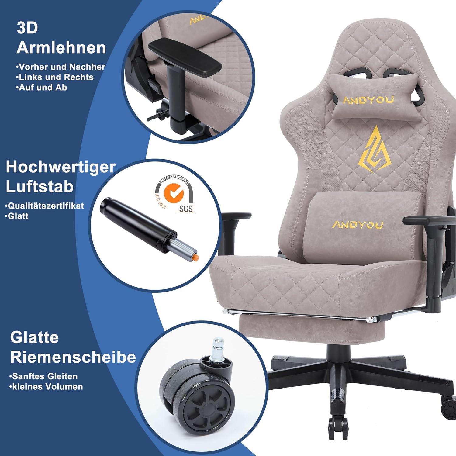 Gaming Stuhl Racing Gamer Sessel mit Fußstütze und