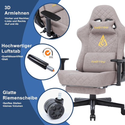 Gaming Stuhl Racing Gamer Sessel mit Fußstütze und