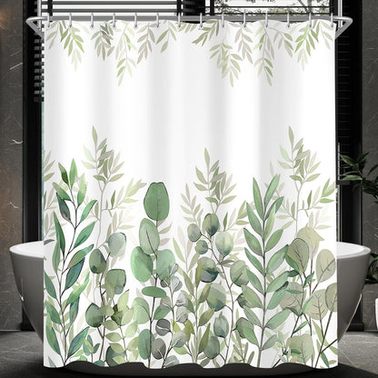 Duschvorhang Blätter 180x180cm Antischimmel Textil, Wasserdicht, waschbar