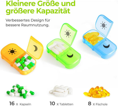 AUVON Tablettenbox 7 Tage PU Leder Tasche Medikamentenbox Pillendose