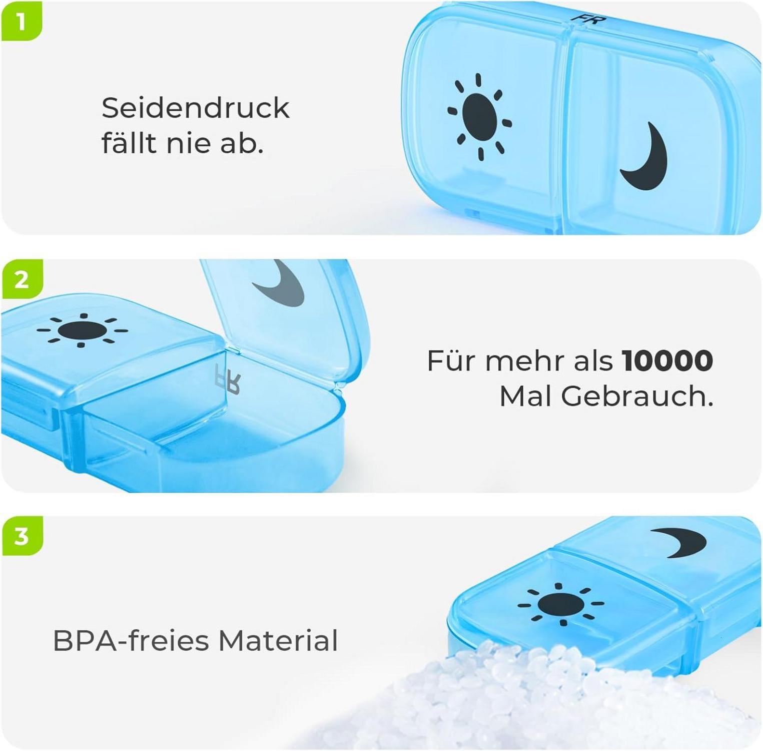 AUVON Tablettenbox 7 Tage mit PU Leder Tasche, tragbarer Reißverschluss