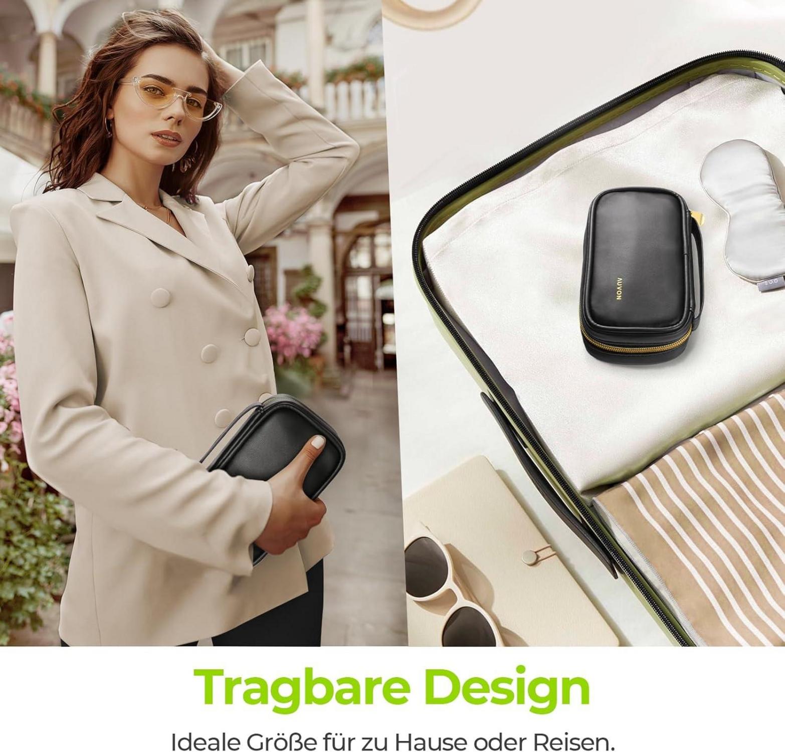 Tablettenbox 7 Tage Pillendose mit PU Leder Tasche und Reißverschluss