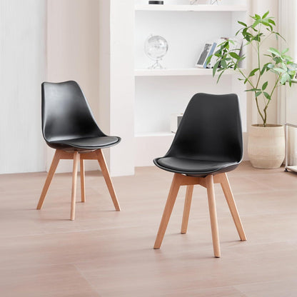 2er-Set Esszimmerstühle Nordic Schwarz – Massivholz Buche