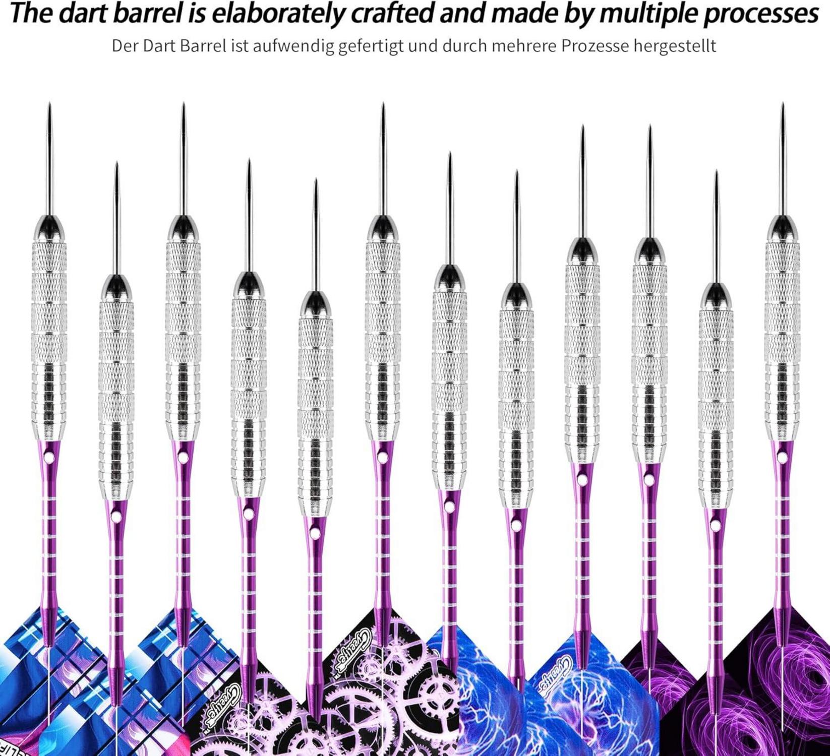CyeeLife Profi Dartpfeile Set 12 Stück 22g Violett Steel Darts